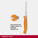 Victorinox "Swiss Classic" Folding Knife, 11cm Round Tip Wavy Edge, Orange, Swiss Made