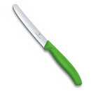 Victorinox Swiss Made Stainless Steel Swiss Classic Kitchen Knife, 11 cm Multipurpose, Round Tip Wavy Edge Knife, Green