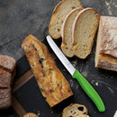 Victorinox Swiss Made Stainless Steel Swiss Classic Kitchen Knife, 11 cm Multipurpose, Round Tip Wavy Edge Knife, Green