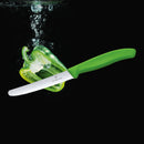 Victorinox Swiss Made Stainless Steel Swiss Classic Kitchen Knife, 11 cm Multipurpose, Round Tip Wavy Edge Knife, Green