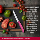Victorinox Swiss Made Stainless Steel Swiss Classic Kitchen Knife, 11 cm Multipurpose, Round Tip Wavy Edge Knife Pink