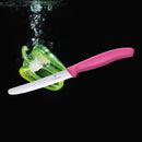 Victorinox Swiss Made Stainless Steel Swiss Classic Kitchen Knife, 11 cm Multipurpose, Round Tip Wavy Edge Knife Pink