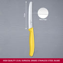 Victorinox Swiss Made Stainless Steel  Swiss Classic Kitchen Knife, 11 cm Multipurpose, Round Tip Wavy Edge Knife, Yellow