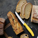 Victorinox Swiss Made Stainless Steel  Swiss Classic Kitchen Knife, 11 cm Multipurpose, Round Tip Wavy Edge Knife, Yellow