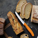 Victorinox Swiss Made Stainless Steel  Swiss Classic Kitchen Knife, 11 cm Multipurpose, Round Tip Wavy Edge Knife, Orange