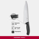 Victorinox Swiss Classic Stainless Steel Carving Knife, Straight Blade, 25 cm, Black, Swiss Made