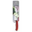 Victorinox Swiss Made Swiss Classic Stainless Steel Stamped Santoku Chef Knife, Fluted Edge,17 cm, Red