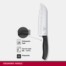 Victorinox Swiss Made Swiss Classic Stainless Steel Stamped Santoku Chef Knife,Fluted Edge, 17 cm, Black,