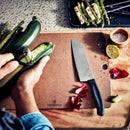 Victorinox Swiss Made Swiss Classic Stainless Steel Stamped Santoku Chef Knife,Fluted Edge, 17 cm, Black,