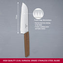 Victorinox Swiss Modern Stainless Steel Santoku Knife, Fluted Edge, Walnut, 17 cm, Swiss Made