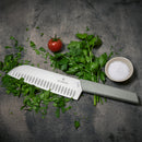Victorinox Swiss Modern Stainless Steel Santoku Knife with Fluted Edge, 17 cm, Olive Green, Swiss Made