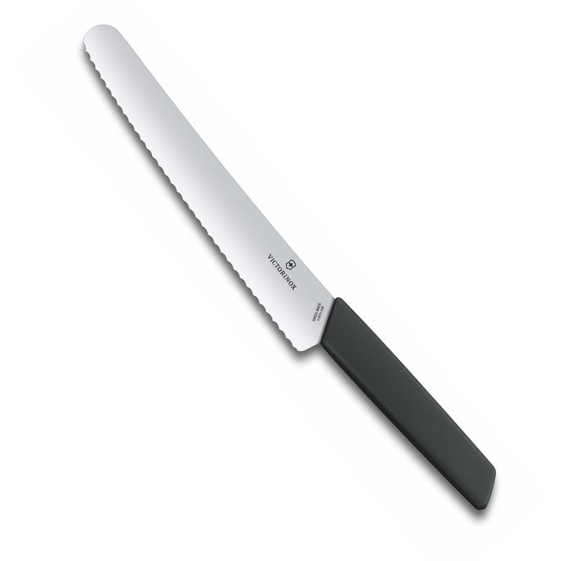 Victorinox Swiss Modern Stainless Steel Bread & Pastry Knife, 22 cm, Black, Swiss Made