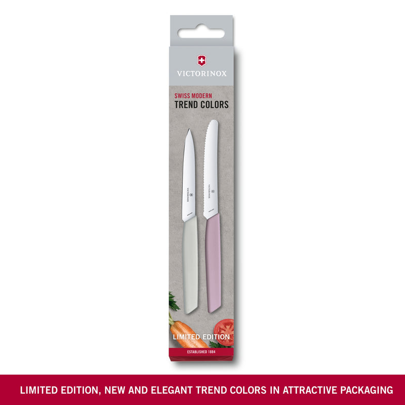 Victorinox Swiss Modern Paring Knife Set of 2, Tomato and Paring Knives, Blush, Limited Edition, Swiss Made