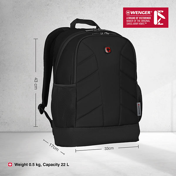 Wenger Quadma ML 16" Laptop Backpack (22 Litres) Swiss designed-Black