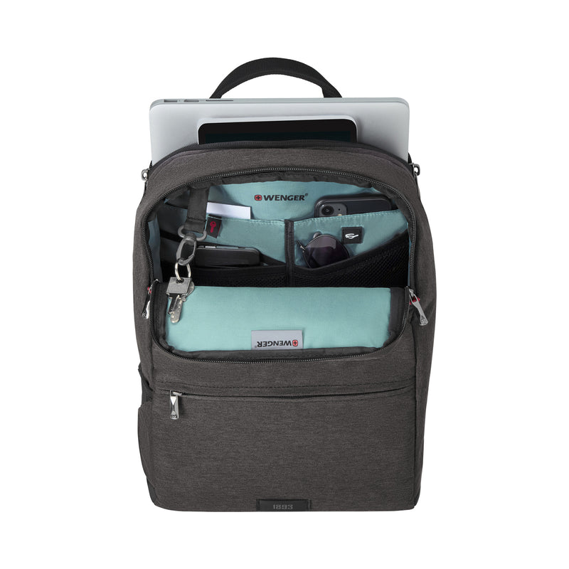 Wenger, MX Reload 14 Inch Backpack, 17 Liters Heather Grey Swiss Designed-Blend of Style and Function