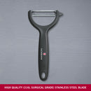 Victorinox Swiss Made Stainless Multipurpose Peeler Serrated/Wavy Edge, Professional & Household, Black, Peel Tomato Kiwi
