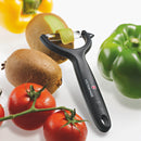 Victorinox Swiss Made Stainless Multipurpose Peeler Serrated/Wavy Edge, Professional & Household, Black, Peel Tomato Kiwi