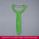 Victorinox Swiss Made Stainless Steel Swiss Classic Multipurpose Peeler, Serrated/Wavy Edge, Green, Peel Tomato Kiwi