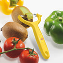 Victorinox Swiss Made, Stainless Steel Multipurpose Peeler, Serrated/Wavy Edge, Yellow, Peel Tomato Kiwi