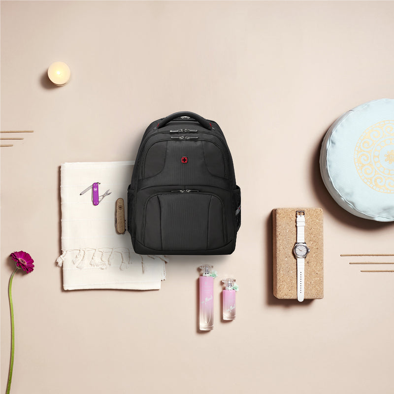 Wenger 18.5" Rolling Computer Backpack, 30 Litres, Black, Swiss Designed-blend of style & function