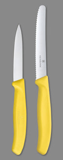 Victorinox Swiss Made Swiss Classic Stainless Steel Kitchen Knife Set of 2, Paring Knife,Serrated Knife,Yellow