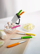 Victorinox Swiss Made Kitchen Knife, Set of 2, Stainless Steel Straight Edge and Wavy Edge Knives, Orange