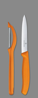 Victorinox Swiss Made Swiss Classic Kitchen Knife Set of 2-Straight Edge Knife & Universal Peeler,Orange