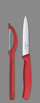 Victorinox Swiss Made Swiss Classic Kitchen Knife Set of 2-Straight Edge Knife & Universal Peeler,Red