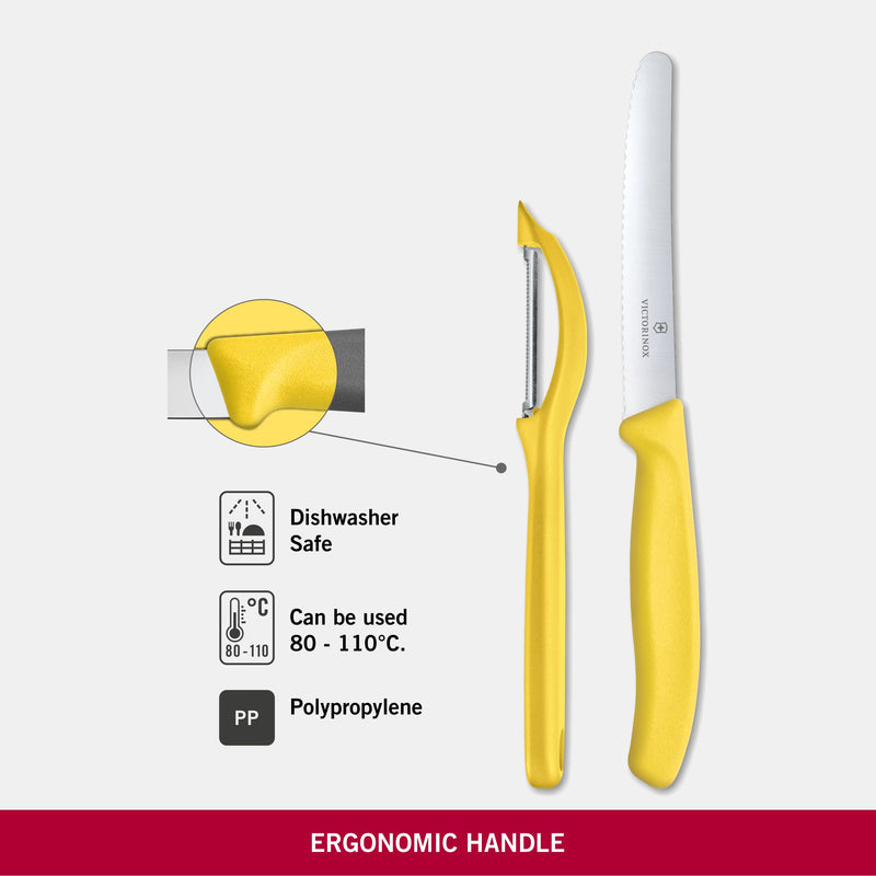 Victorinox Swiss Classic Kitchen Knife Set of 2-Straight Edge Knife & Universal Peeler,Yellow