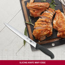 Victorinox Fibrox Handle-Stainless Steel Slicing/Larding Knife,Wavy Edge Pointed Tip,Black,25 cm