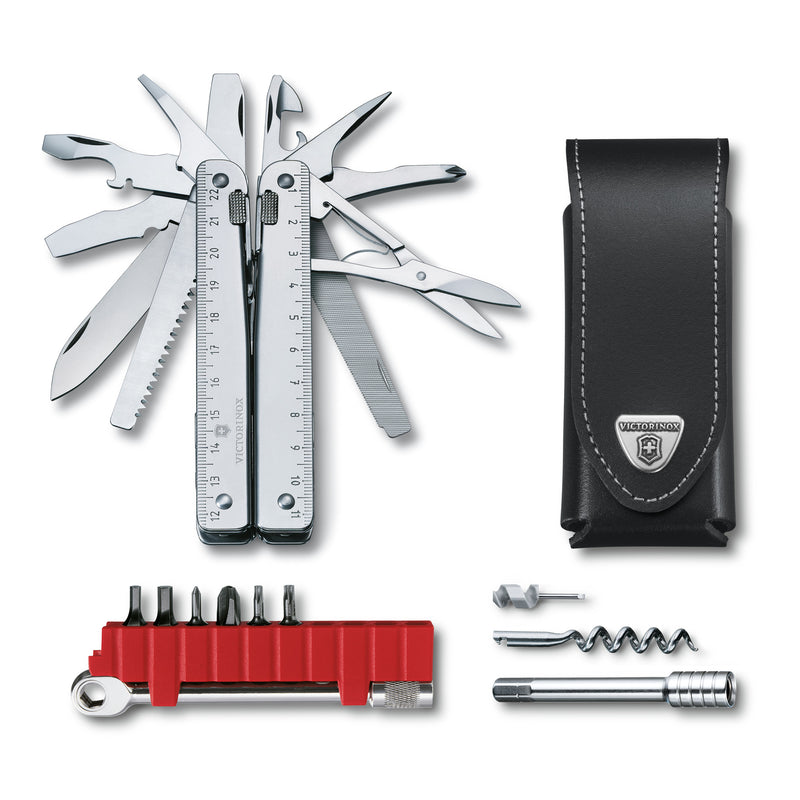 Victorinox Swiss Tool X Plus Ratchet 115mm with Leather Pouch, Grey, Swiss Made