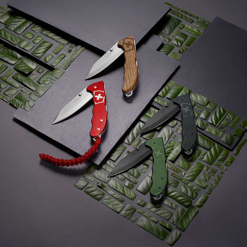 Victorinox Swiss Army Knife, Evoke Alox,  Folding, Large (136 mm) Silver Blade, Drop-Point Matte, Red Handle Pocket Knife