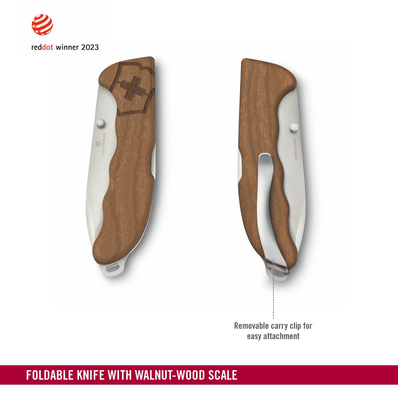Victorinox Swiss Army Knife, Evoke Wood, Folding, Large (136 mm) Silver Blade, Drop-Point Matte, Wood Handle, Pocket Knife