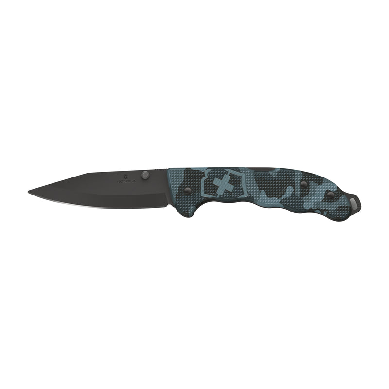 Victorinox Swiss Army Knife, Evoke Alox,  Folding, Large (136 mm) Black Clip-Point Blade, Blue Handle, Pocket Knife