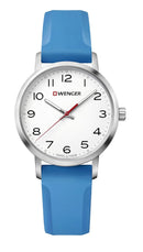 Wenger AVENUE Ø35 White Dial, Light Blue Silicone Strap