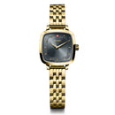Wenger Vintage Classic Swiss-Made Analog Women's Wrist Watch, Gold PVD Squircle Case Black Dial, 27mm