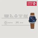 Wenger Vintage Classic Swiss-Made Analog Men's Wrist Watch, Squircle Case, Blue Dial, 37mm