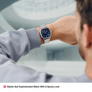 Wenger Vintage Sport Swiss-Made Men's Analog Quartz Wrist Watch Squircle Case With Sunray brushed Blue Dial, 37mm