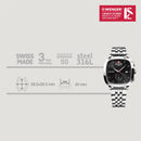 Wenger Vintage Classic Chrono Swiss-Made Men's Chronograph Wrist Watch Squircle Case, Quartz Movement, Black Dial, 40mm