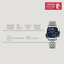 Wenger Vintage Classic Chrono Swiss-Made Men's Chronograph Wrist Watch  Squircle Case, Quartz, Blue Dial, 40mm