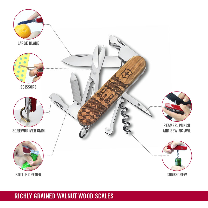 Victorinox Swiss Army Knife, Companion Wood Swiss Spirit Limited Edition 2023 (91 mm), Multitool with 13 Functions