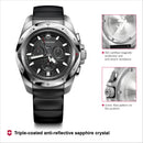 Victorinox I.N.O.X. Chrono Swiss Made, Black Dial, 43 mm, Wrist Watch, Black Rubber Strap, Large Swiss Made Chronograph Watch