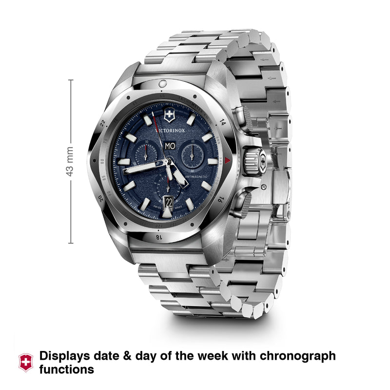 Victorinox I.N.O.X. Chrono, Blue Dial, 43 mm, 200m Water Resistant Wrist Watch