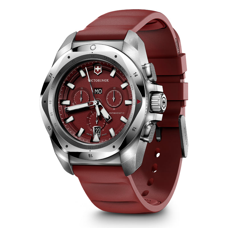 Victorinox I.N.O.X. Chrono, Red Dial, 43 mm, 200m  Water Resistant Wrist Watch For Men