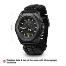 Victorinox I.N.O.X. Chrono Swiss Made, Black Dial, 43 mm, Paracord Strap,  Large Swiss Made Chronograph Watch