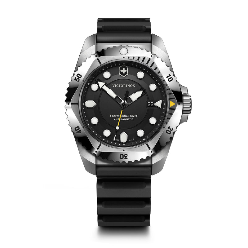 Victorinox Dive Pro, Black Dial, 43 mm, Black Rubber Strap, Large Swiss Made Quartz Watch