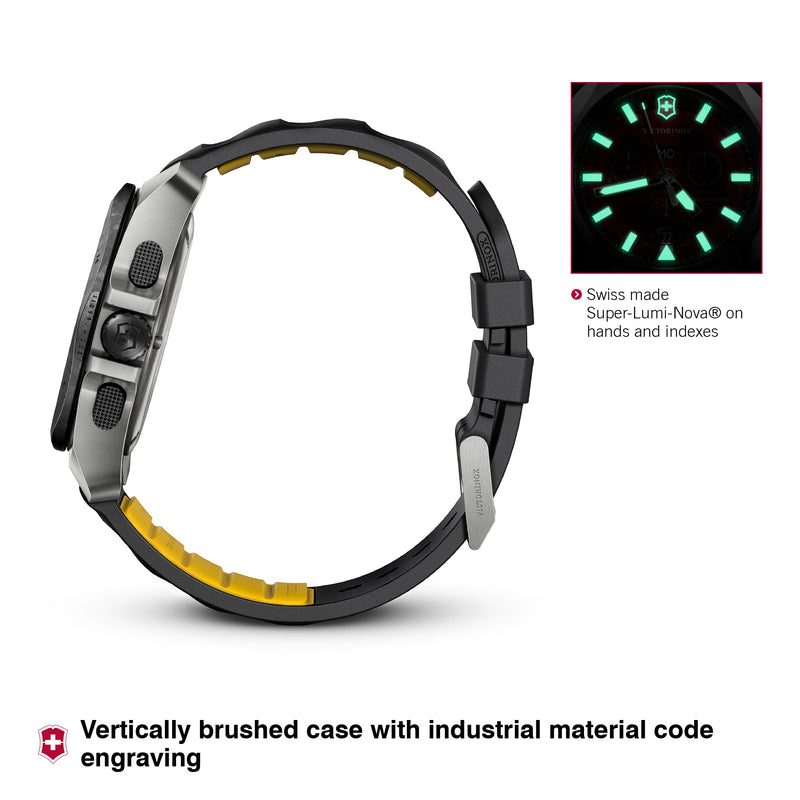 Victorinox I.N.O.X. Chrono Carbon, Black Dial, 43 mm, 200m Water Resistant Wrist Watch