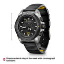 Victorinox I.N.O.X. Chrono Carbon Swiss Made, Black Dial, 43 mm, 200m Water Resistant Wrist Watch
