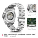 Victorinox Journey Automatic Swiss made, Green Dial, 43 mm, 200m Water Resistant Watch