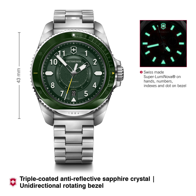 Victorinox Journey Automatic, Green Dial, 43 mm, 200m Water Resistant Watch